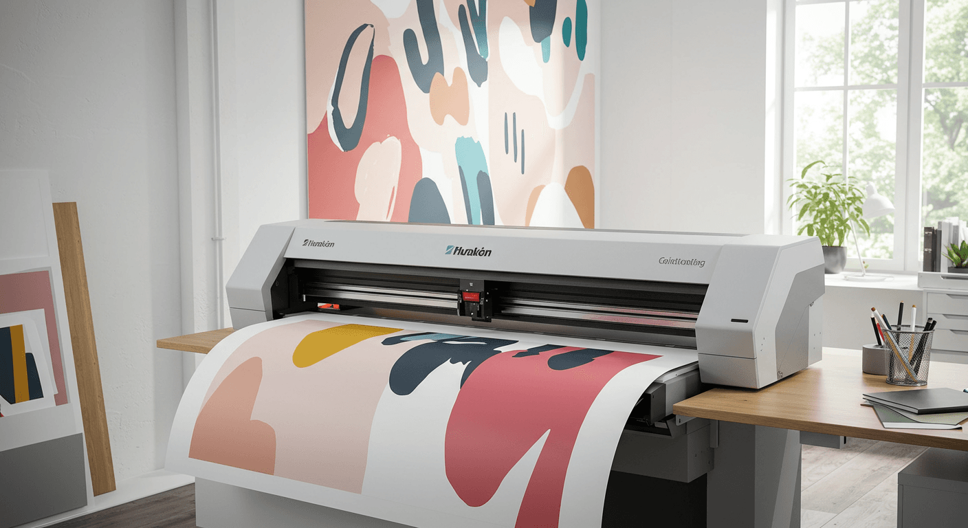 Oficina modera con papel pintado personalizado